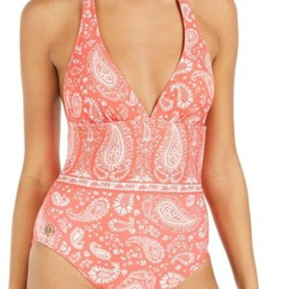 NWT! Michael Kors Geranium Printed Halter One Piece Swimsuit NEW! - Picture 1 of 4